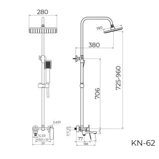 Душевая система Knotlor KN-62, хром